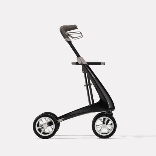 Rollator ultraléger byACRE Carbon Ultralight noir, vue de profil