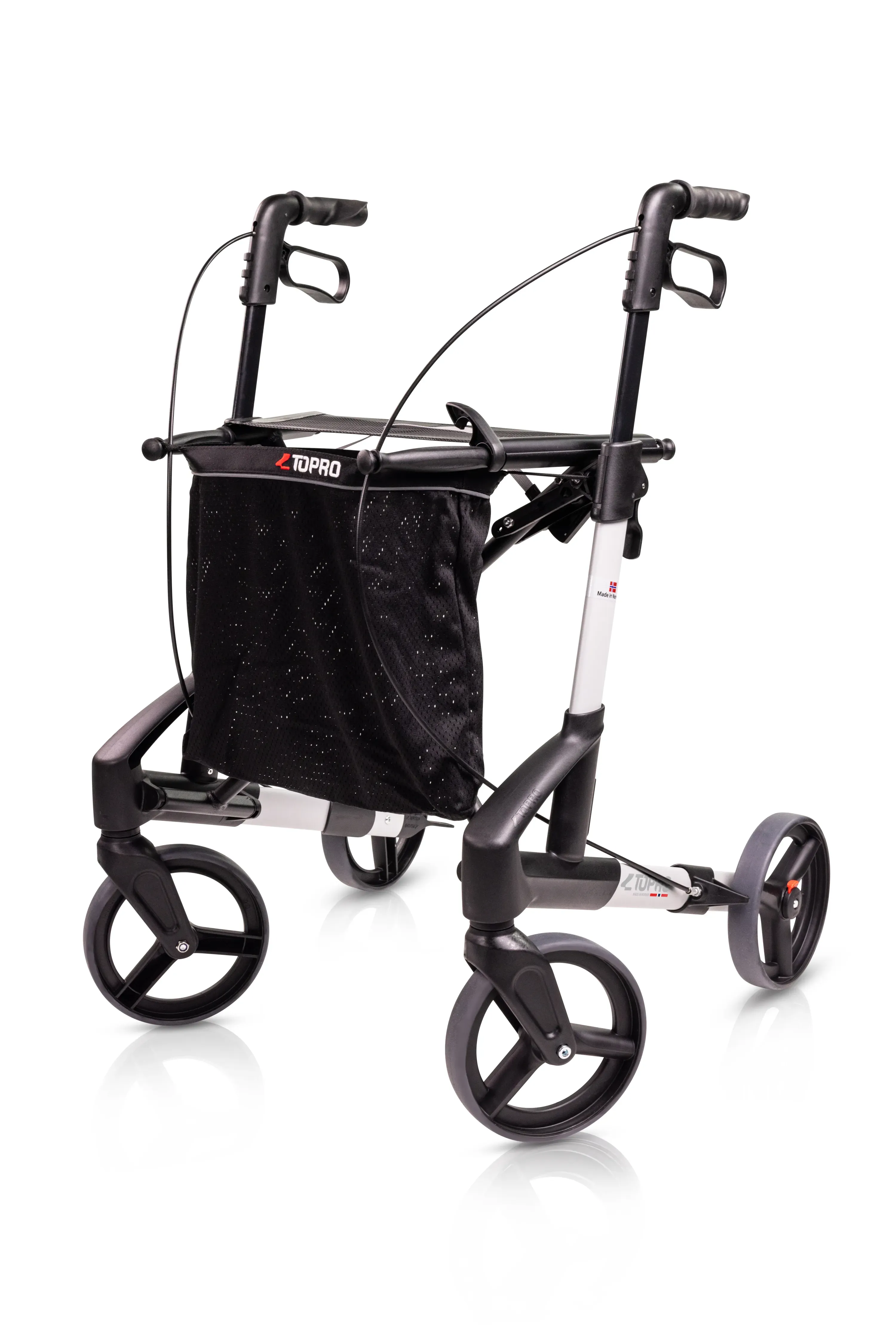Rollator TOPRO Troja Original taille M argenté, vue de trois quarts