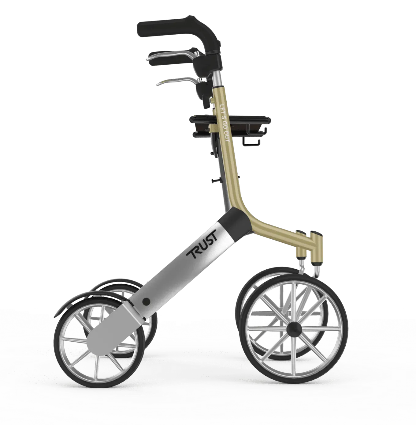 Rollator extérieur beige et argent Trust Care Let’s Go Out à quatre roues