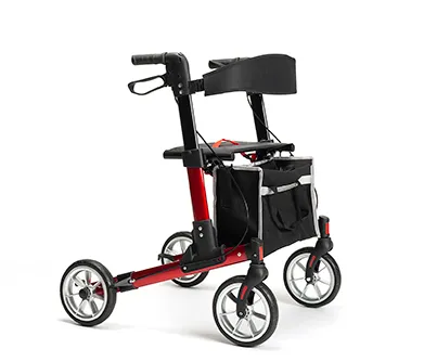 Rollator léger Vermeiren Quava rouge, vue de trois quarts